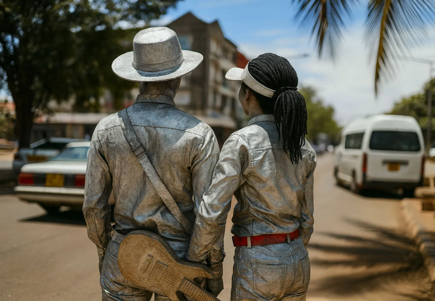 Estátuas humanas alegram trânsito e garantem sustento nas ruas de Maputo