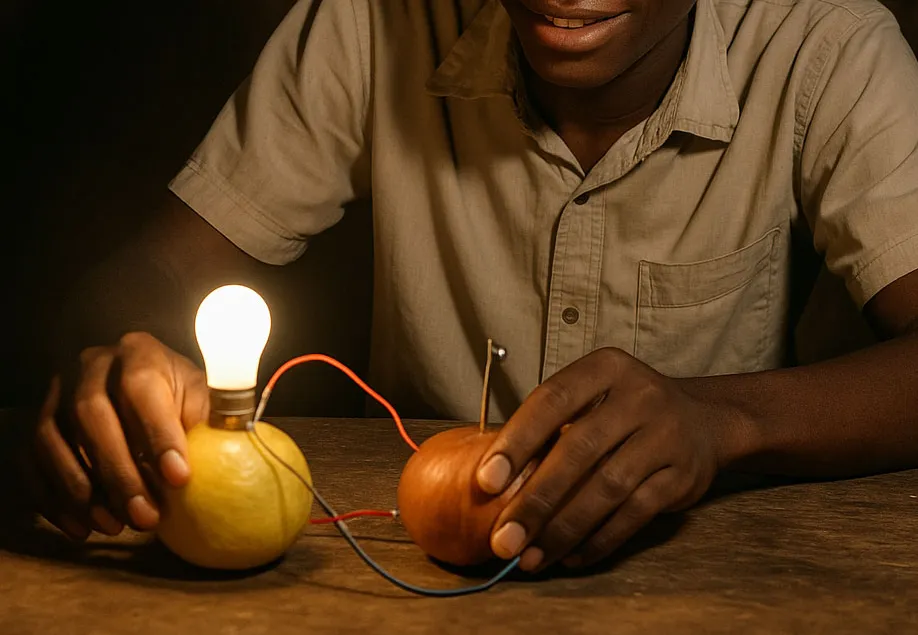 Jovem moçambicano transforma limão e cebola em fonte de eletricidade