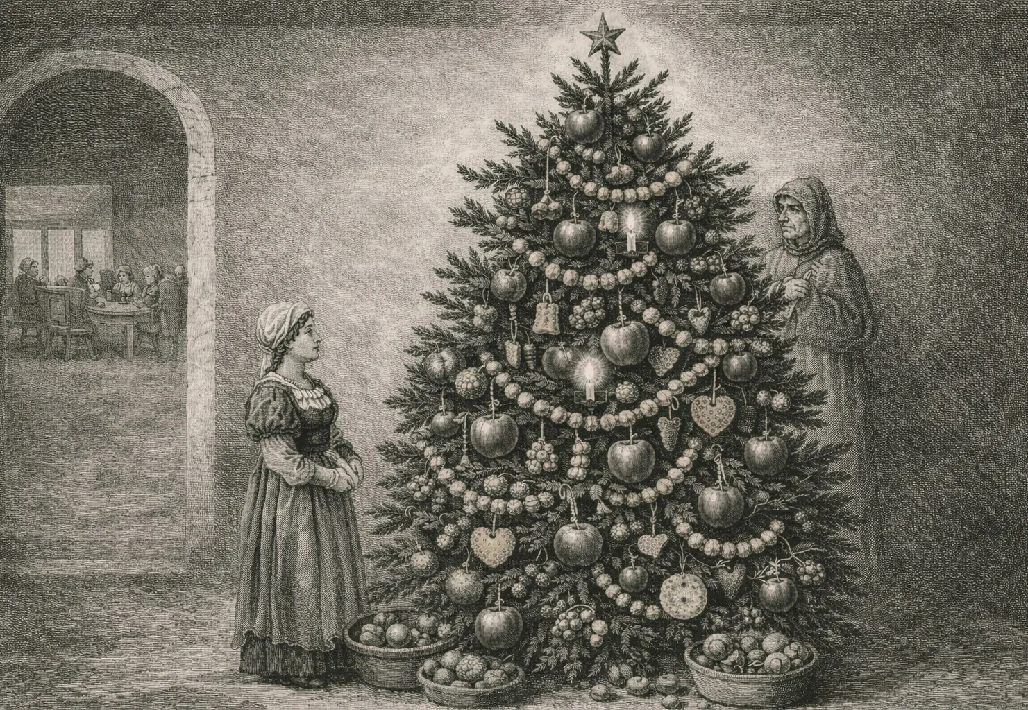 Sabia que as primeiras árvores de Natal eram decoradas com comida?