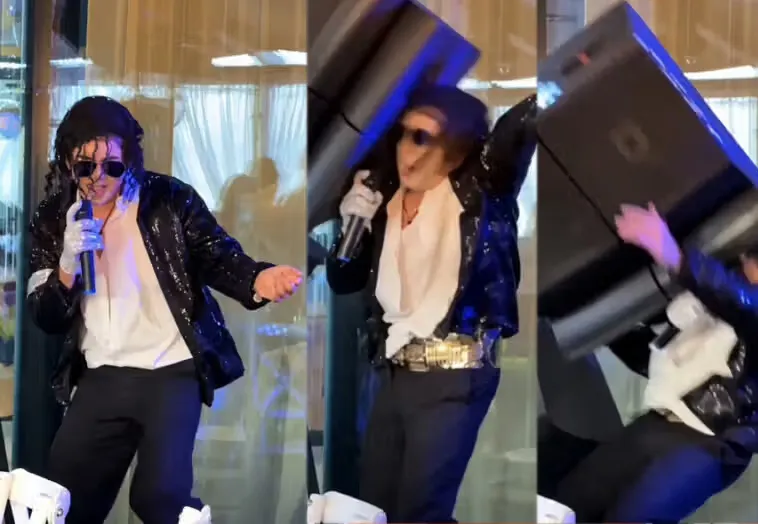Sósia de Michael Jackson violentamente atingido por equipamento de som durante espectáculo